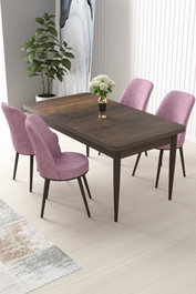 Hanah Home Juego de mesa y sillas de comedor de 5 piezas, Barroco y Rosa